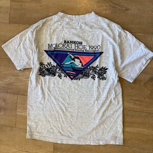 VTG 1990 softee single stitch Moloka`i Ho(e) Hawaiian canoe racing distressed